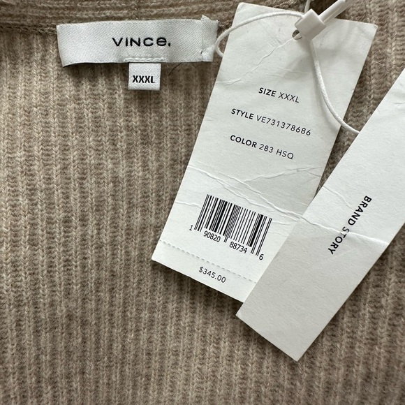 Vince Cashmere Ribbed Square Neck Smokey Quartz Sweater SZ XXL NEW WITH TAGS - Picture 3 of 10